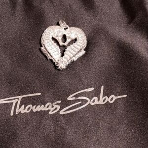 Rare Huge Thomas Sabo Sterling Silver Heart Seahorse Pendant Zirconia